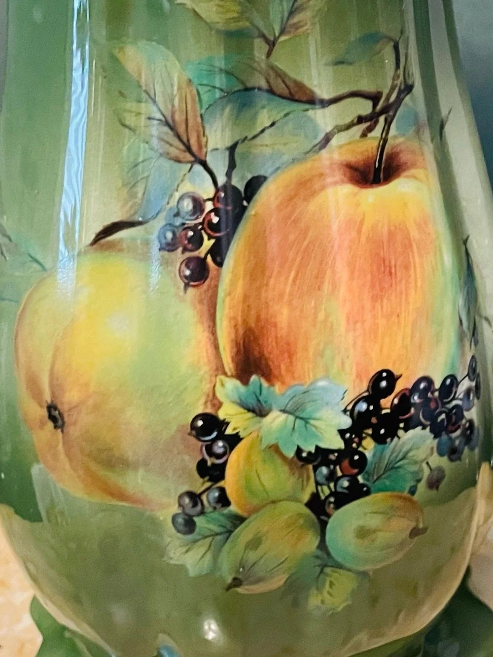 Vtg. MCM Old Windsor Pottery Fruit Orchard Ceramic Vase. Staffordshire England